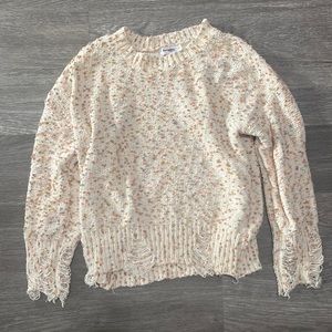 Multi colored sweater with fraying